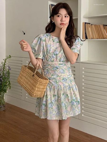 Abiti da festa vintage French Fish Wed Waist Wasleve Floral Corean Abito estate Kawaii Tunics Vestitidos Medievales Para