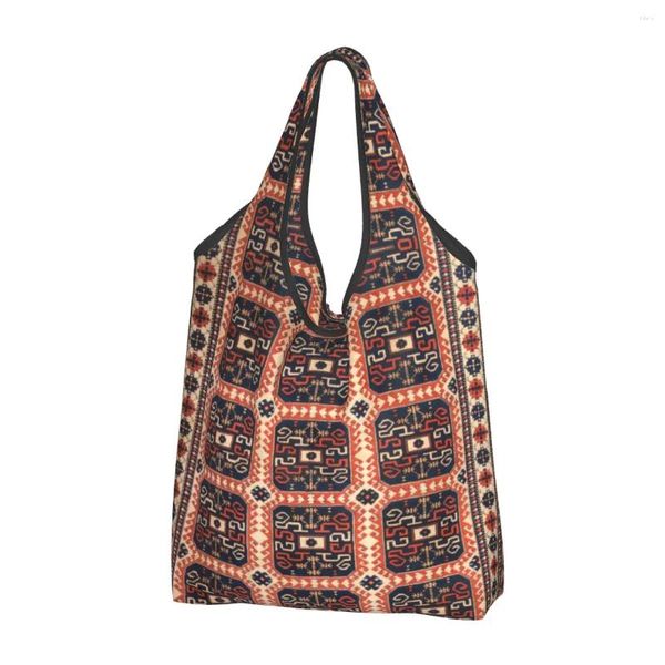 Aufbewahrungstaschen türkischer Kilim Antiquitäten ethnischer Stammesstil -Einkaufsbesatzer Einkaufsbeutel Tasche Tragbare böhmische geometrische Handtasche