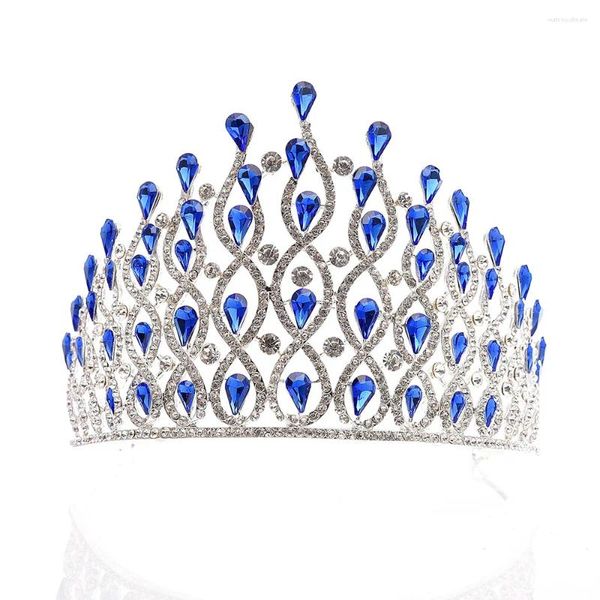 Hair Clips Luxury Womens Water Wave Padrão com strass Big Crown Party Tiara