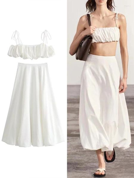 Vestidos de trabalho Zaba Mulheres vintage Casual White Solid Solic Chic Set