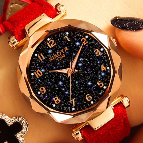 Women Women Watches 2021 Vender Star Sky Dial Clock Luxury Rose Gold Gold Feminino Feminino Bracelete Quartz Virevões de pulso 300Y