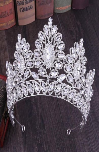 Cristais de luxo Coroa real da coroa de casamento prateado strass Princesa PROM Queen Bridal Tiara Crown Hair Accessories Middle East4775184
