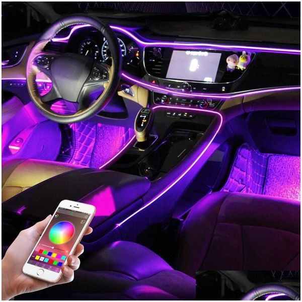 Altre luci di auto interno leggero retroilluminazione El Neon Strip 12V RGB MTIPLE MODES AP APP Atmosfera della porta decorativa La dhial