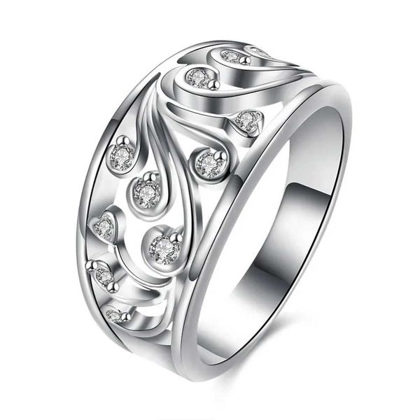 Кластерные кольца 925 Стерлинговая серебряная принцесса Симпатичное модное хрустальное каменное кольцо Женская леди украшения обручальная вечеринка австрийский милый H240504