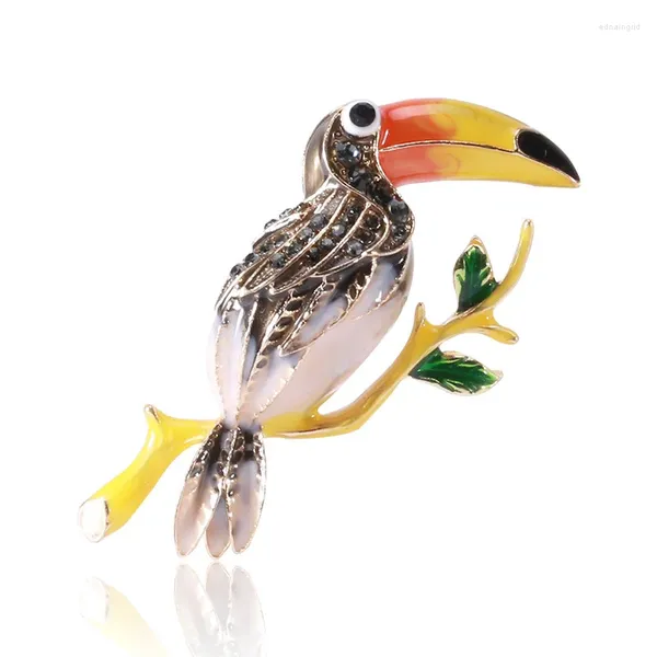 Spille vintage Rhinestone Toucan Parrot for Women Unisex Animel Pin Bird Bird Fashion Coach Coat Accessori