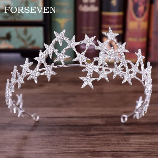 Diamond Star Tiara Bridal Wedding Hair Accessori Crystal Crown Tiara Handamade per capelli da sposa Gioielli Regalo 240430