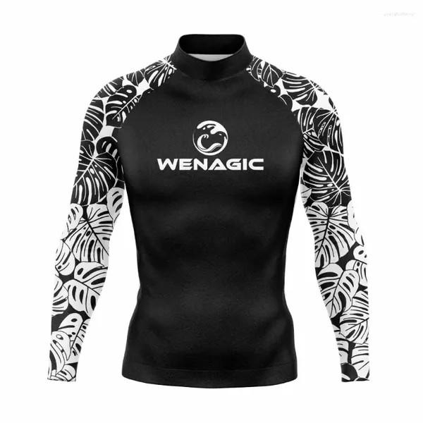 Roupas de banho feminina 2024 Surf Wear Men T-shirt Roupas de ginástica de manga longa Tops de macacão de boates UV Nadando de guarda precipitada Surfing