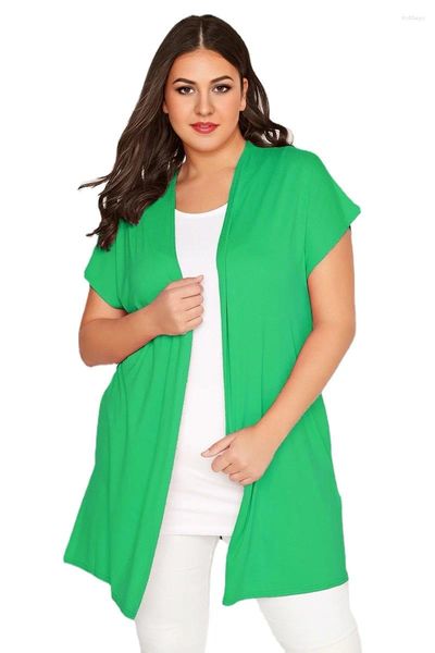 Spettatina di donne a manica corta plus size Cardigan casual estate lunghe sfilate fronti aperta grande elegante kimono verde 4xl 5xl 6xl 7xl 8xl