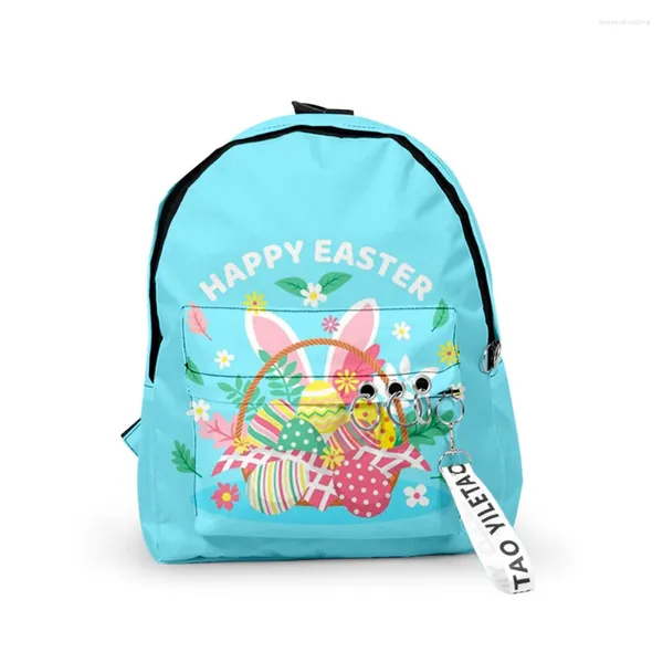 Backpack Harajuku Easter Day Notebook Backpacks Meninos/garotas Pupil School School Chanchains Print Kicchains Oxford Água fofa pequena pequena