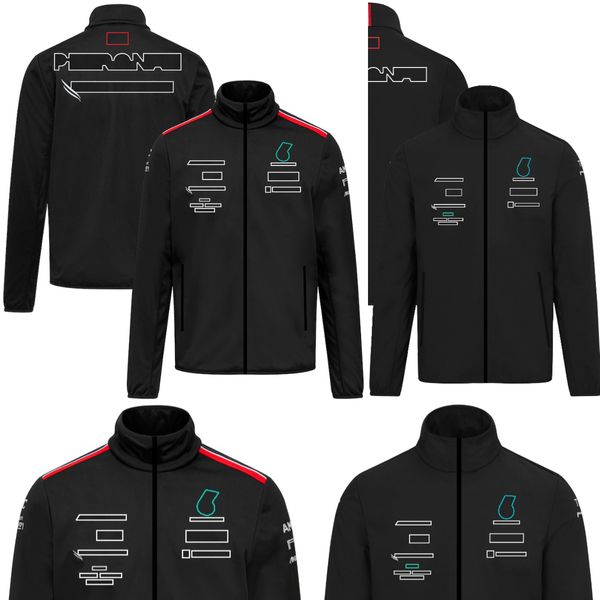 Giacca F1 2022-2023 Formula 1 Abito da corsa SoftShell Giacca moto in sella all'uniforme da uomo con cerniera nera per maschere giacca a vento