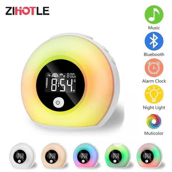 Alto-falantes portáteis Zihotle Bluetooth Alper Clock Smart Color Color Glow-in the-Dark Player portátil Caixa de som multifuncional J240505