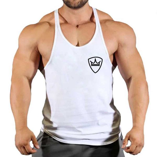 Tanques masculinos Tampo de tanques do verão Y Tanque de ginástica de ginástica Tampa de algodão Roupas de algodão Bodybuilding Camisa de camisa de cantores de colete de gente de treino Tank T240505