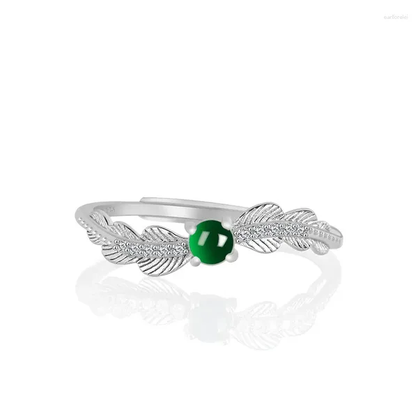 Clusterringe Natural A-Grade Tinte Jade Stein Ring S925 Silber Eingelegtes Mode High-End-Frauengeschenke Schmuckhandwerk verstellbare Großhandel