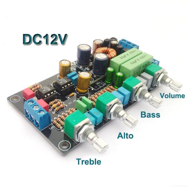 Verstärker Dual AD827 / OPA2604 Automotive Preamp Board Audio ACC DC12V Treble Bass Equalizer Pre -Verstärker -Tonsteuerung Vorverstärker Vorverstärker