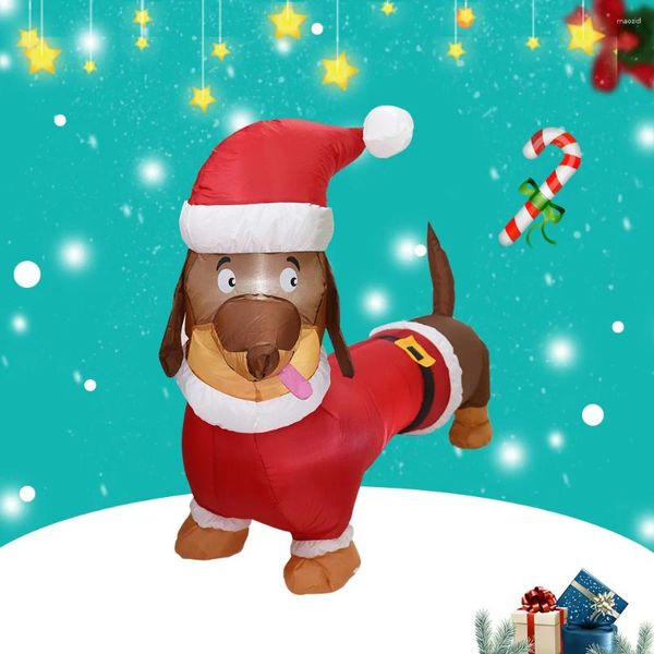 Decoração de festa 1,5m de Natal Dachshund Dog Santa Papai Noel