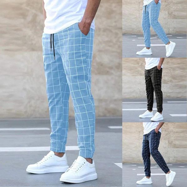 Pantaloni da uomo uomo guaina a matita tasche con coulistica ad alta vita Slimp Stampa Summer 2024 Leggero streetwear Strech