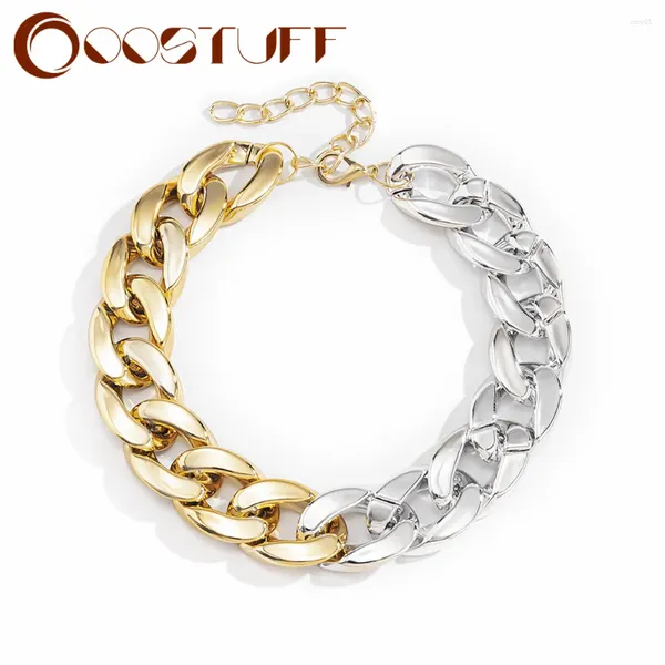 Anhänger Halskette Trend Einfaches Metall Statement Choker Halskette für Frauen übertrieben klobige Kragenketten Gold Farbe Silber Gothic Schmuck