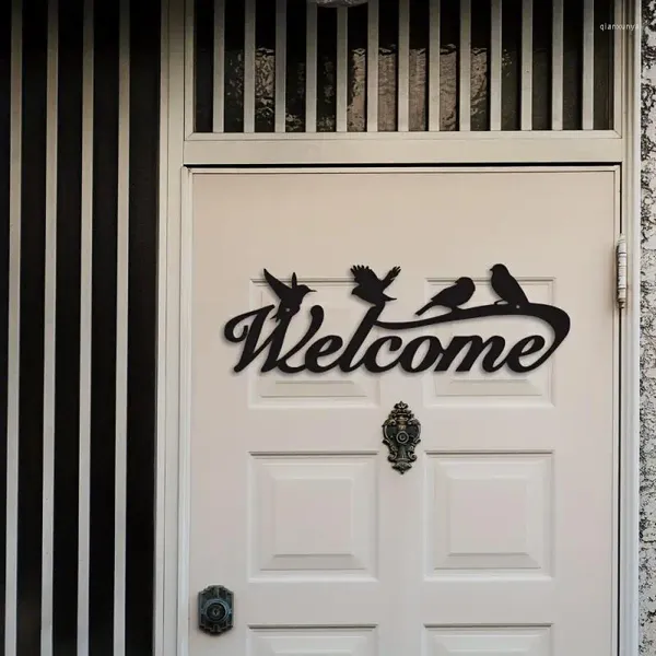 Decorações de jardim Bird Welcome Sign Sign Metal Wall Art Home Decor Home Decor Indoor Outdoor