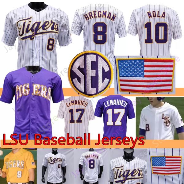 College Wear Baseballcustom LSU Baseball Jersey College NCAA Dylan Crews Giovanni DigiAncomo Daniel Cabrera DJ Lemahieu Aaron Nola Alex Bregm 277h