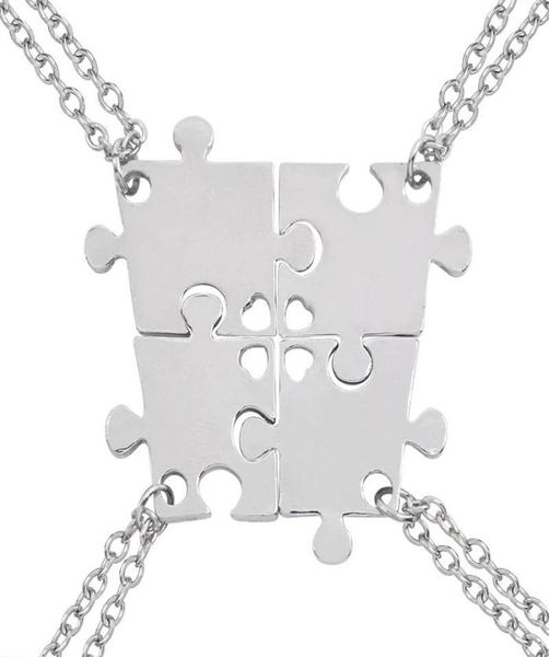 Anhänger Halskette 4 Stück Set von guten Freunden Serie Hollow Love Puzzle Geometrische Halskette Unisex Freundschaft BFF Schmuck Selection97777112