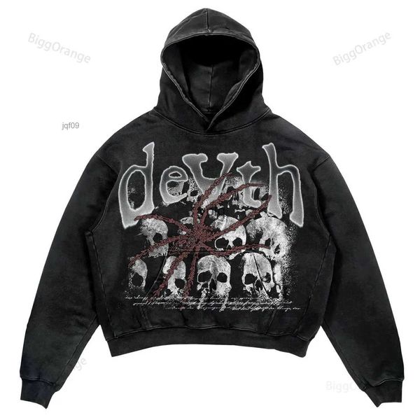 Erkek Hoodies Sweatshirts Yeni katı Gotik Koyu Pamuklu Sokak Kazak Erkek ve Kadınlar İçin Gevşek Baskı Punk Tarzı Ceket Kaliteli Hoodie Topyolq 9H18