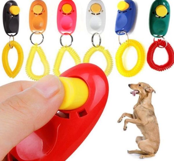 Pet Training Whistle Haustierhunde Training Hund Clicker Einstellbare Klangschlüsselkette und Handgelenksgurt Deggy Zug Klick 2163560