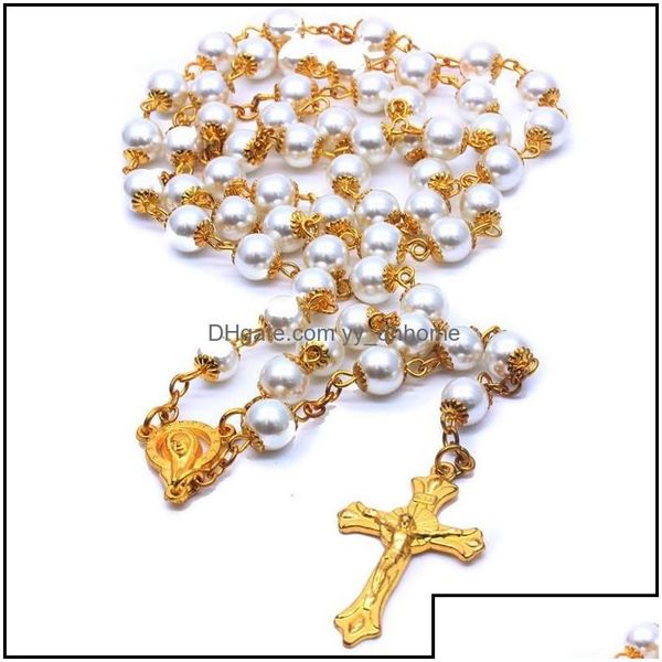 Collane a sospensione collane a sospensione Collana croce della moda 3 colori fatti a mano Gesù preghiera Rosario Lady uomini Accessore di gioielli Dh7un Dh7un