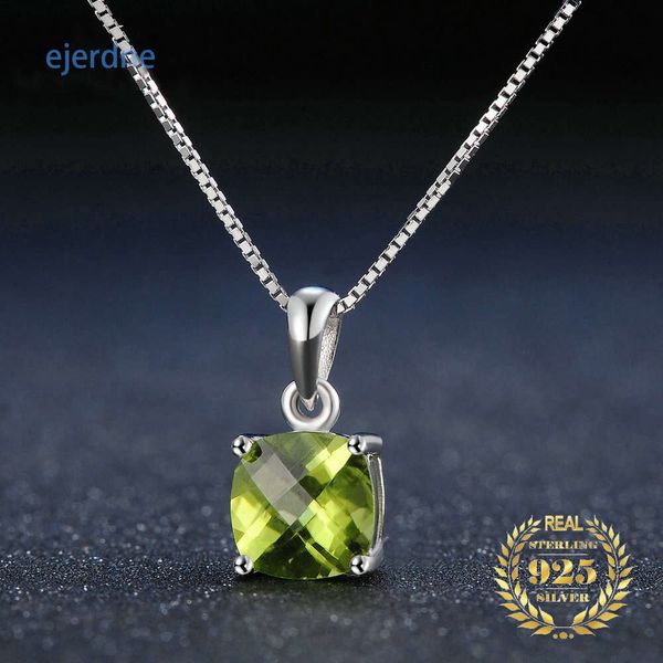 JewelryPalace 1.2CT Echt natürliche Peridot Sterling Sier Anhänger Halskette für Frau Fine Schmuck Edelstein Choker