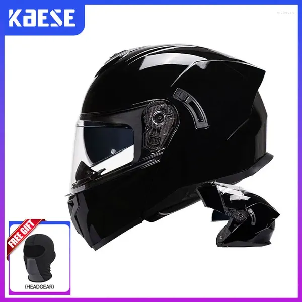 Motosiklet Kaskları Erkek Kadınlar Çift Visor Flip Yukarı Kask Dot Onaylı Tam Yüz Yarışı Abs Modüler Çift Lens Motokros