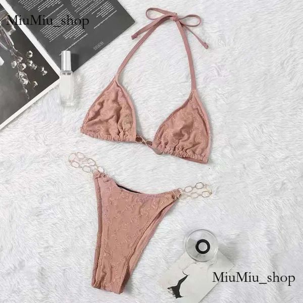 Designer Bikini Set Woman Sexy Swimsuit Swimury Metal Letter Chain Bikini Summer Swimwear Beach Sump Abita in costume da bagno a tre punti 341 341