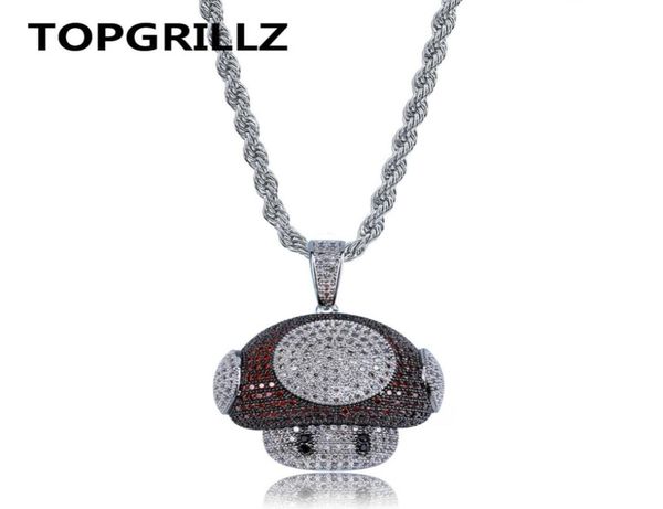 Topgrillz hip hop luppolo lucido colorato per la collana a ciondolo fungino per uomo donna in argento color argento zircone cubico gioiello zircone corda catena3055694