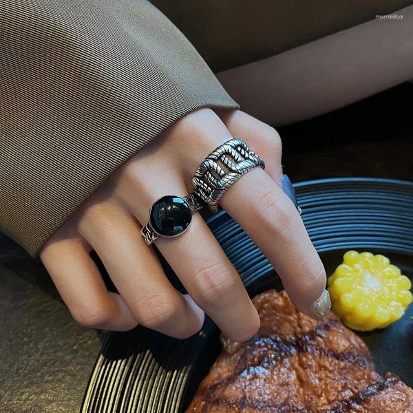 Ketten Vintage Punk Style Drop Plastikring weiblicher koreanischer Hohllinienindex Finger