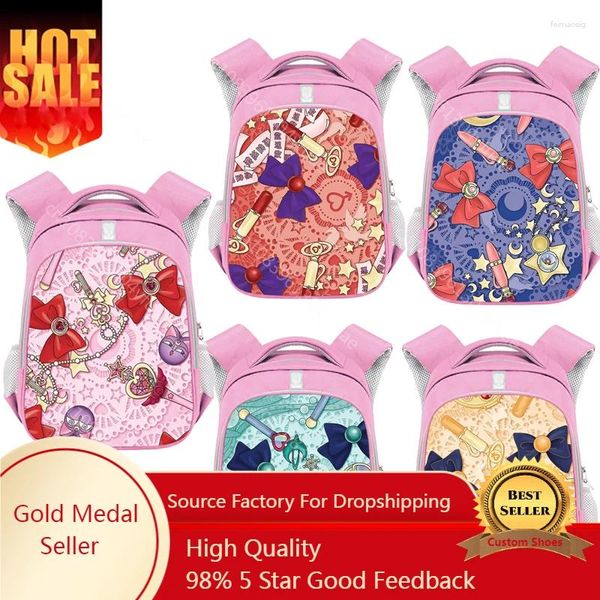 Schultaschen Fashion Magic Stick Bowknot Rucksack schöne rosa wasserdichte Tasche für Mädchen süße Büchertasche Fairy Geschenk