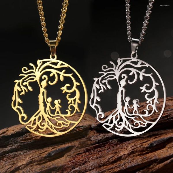 Anhänger Halsketten Dawapara Tree of Life Halskette Mutter und Kinder Familienschutz Amulett Edelstahlschmuck Geschenke für
