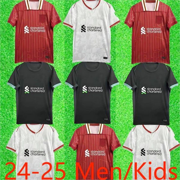 24/25 The Reds Soccer Jerseys -Virgil, Diaz, Salah, Szoboszlai Editions.Preamium Designs para fãs - casa, fora, terceiro kits, coleção infantil.Vários tamanhos Optos de personalização