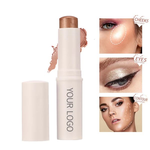 Custom Highlighter Contour Stick wasserdichte kosmetische Handelsmarken -Make -up -Gesicht Concealer Bronzer Schimmer für dunkle Haut 240426