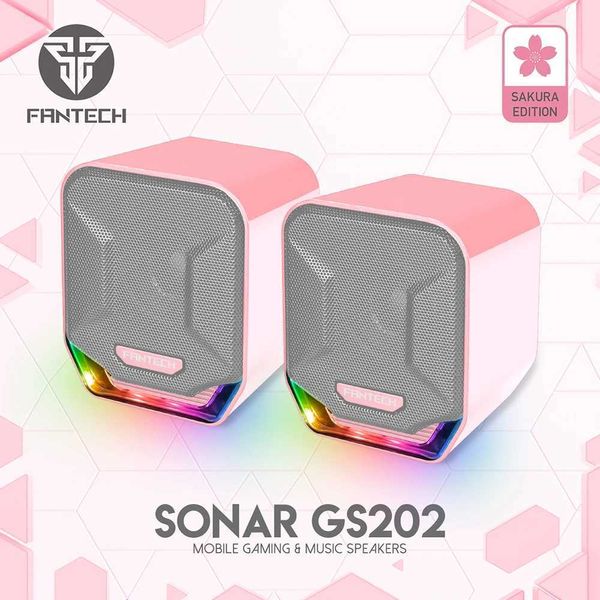 Alto -falantes portáteis Fantech sonar gs202 rgb rosa alto alto -falante de computador de 35 mm Plug scerrou Cable Alto