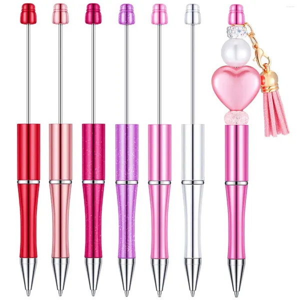 6pcs Perlen Stift Geschenkballpoint DIY Pens Office Geburtstagsgeschenke Gel Valentinstag