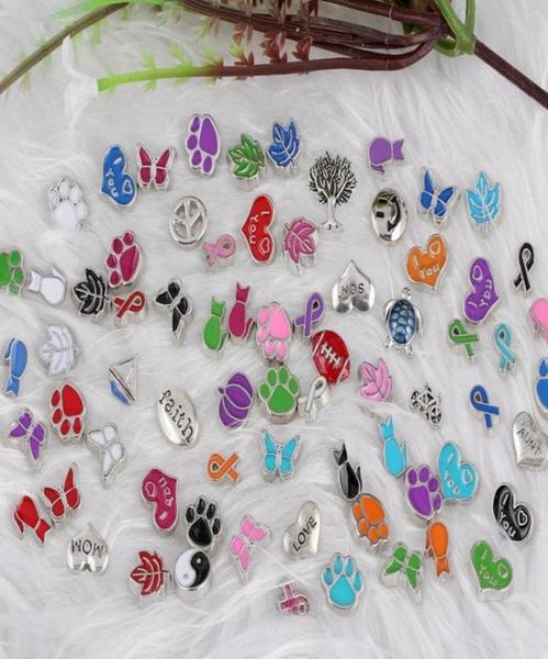 Medalhões flutuantes encantos de esmalte os cães de borboleta pata gatos para impressão para vidro Living Living Memory Flutuing Locket Mix Design Charms variados JE9579399