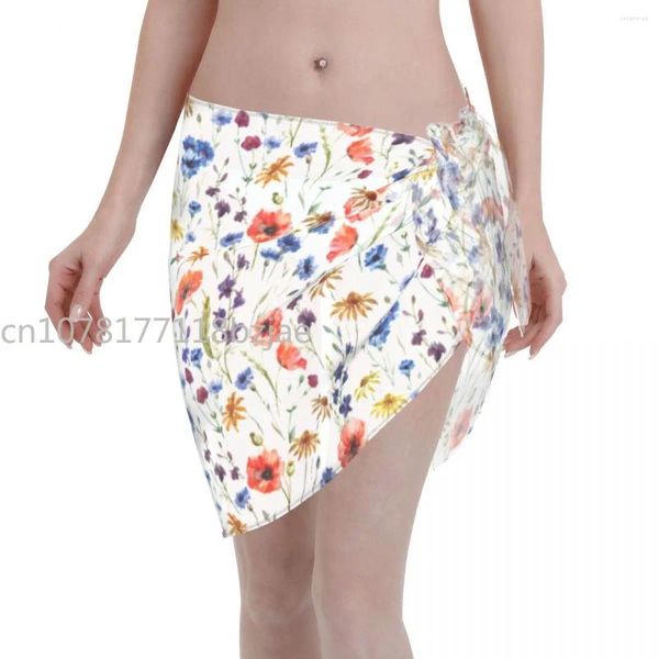 Ritorta i fiori selvatici kaftan sarong costumi da bagno donne bellissime gonne cortose in poliestere avvolgimento in bikini