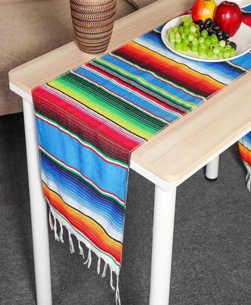 1 peça de algodão mexicano Table Runner 213x35cm Rainbow Table Runners Runners Party Serape Tolebloth Diy Wedding Party Home Decor C01254110958893424