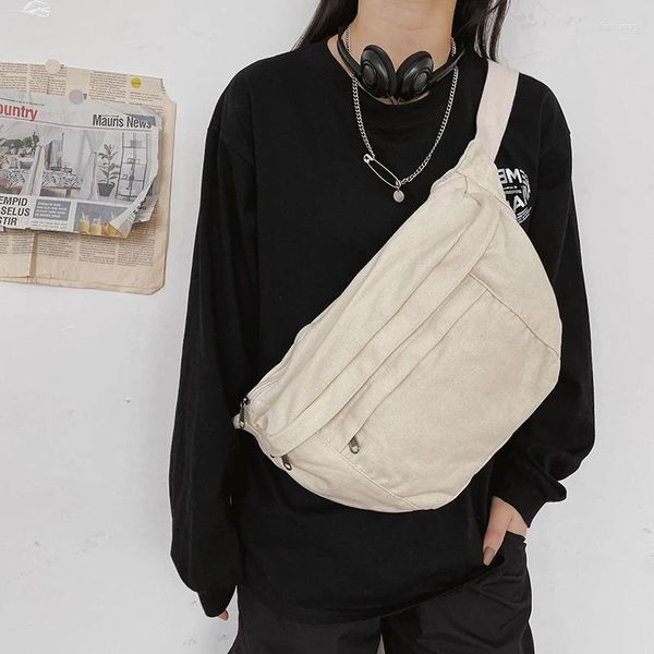 Sacchi da sera tela casual sacca da donna multi scopo eco coreano messenger y2k spalla a croce petto pacco tassata di viaggio beige