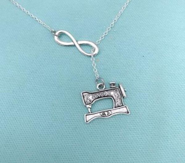 Infinity Lariat Haartrockner Schere Nähmaschine Meerjungfrau Sppon Ich liebe Baseball Halskette Anhänger Vintage Silber Frauen Schmuck FAS4893175