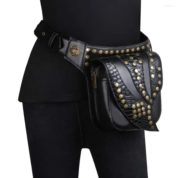 Bolsas de cintura Mulheres Bolsa feminina Fanny Pack Belt Pequena perna steampunk Gothic Messenger Hip Hop Bum Fashion Burse D18