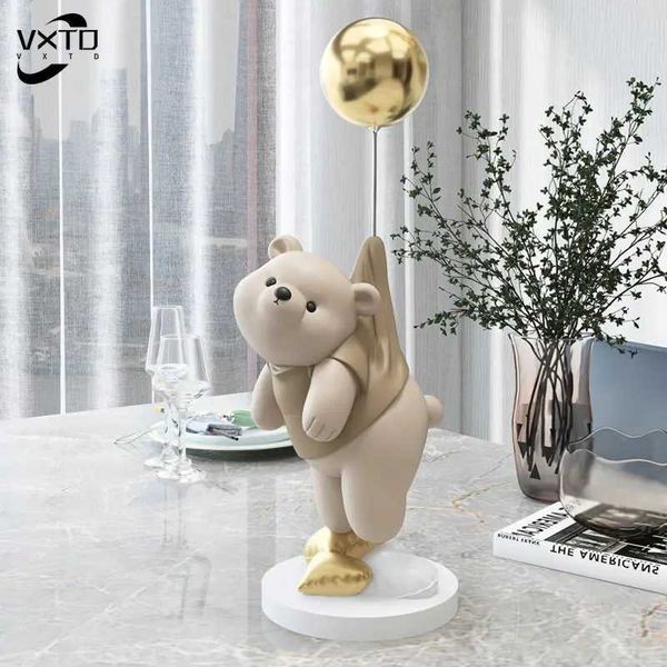 Декоративные предметы фигурки творческий воздушный шарик белого медведя смола украшения домашний декор ремесленные ремесла офисные настольные статуэтки книжного шкафа