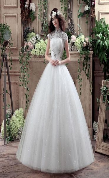 Nuovo arrivo in stile coreano di grandi dimensioni abiti da sposa vintage ricamo in pizzo diamanti abito da sposa da sposa personalizzato size 7647555 su misura 7647555