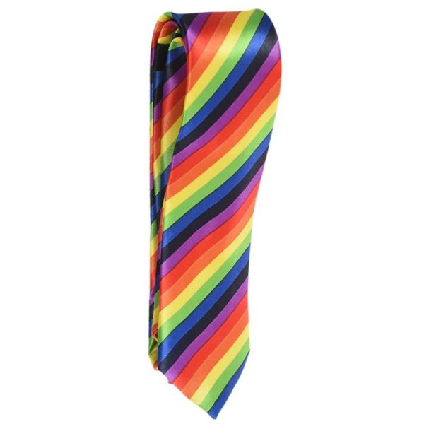 Homens moda moda casual magro magro estreito gravata formal Ccaúria de festa #19 Rainbow Color Stripes 268x