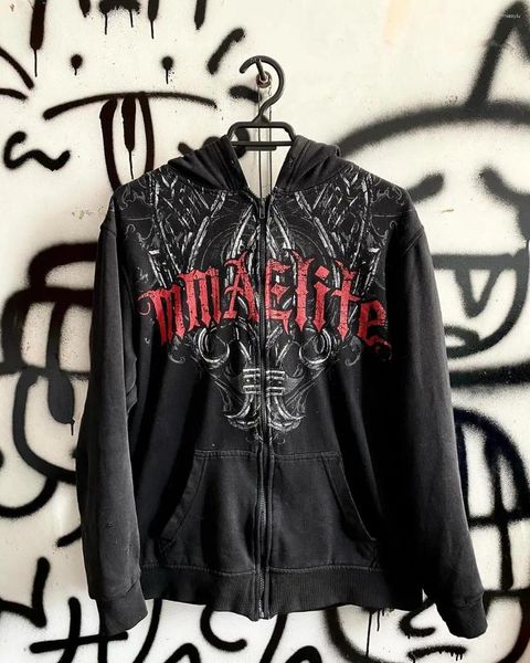 Kadın Hoodies Kadın Y2K Hoodie Gotik Kafatası Desen Pullover Harajuku Hip Hop Sweatshirt Etro Grafik Baskı Büyük Boy Ceket Giysileri