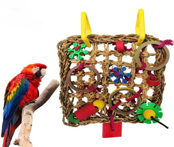 Andere Vogelvorräte Klettern Netto -Papageien -Spielzeug gewebt Seagras Bitting Seil Swing Play Leiter Kaut Futter bunte lustige Toy2843723