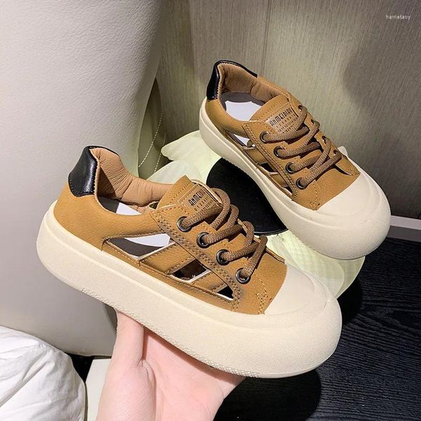 Scarpe casual Primavera 2024 British Style Retro Spesso Muffin Bottom Big Head Lace-Up Everything Sneaker